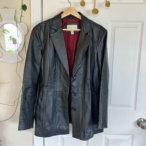 Worthington Black Leather Blazer Jacket